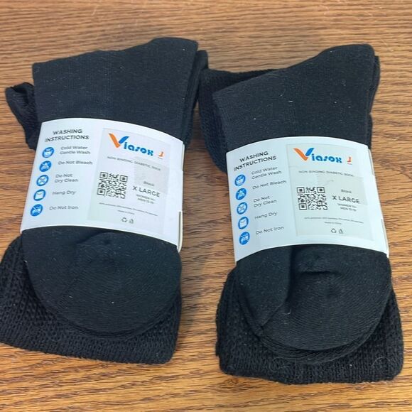 Viasox Two Pair Compression Knee High Diabetic Socks Black Brand New X-Large - Picture 6 of 6